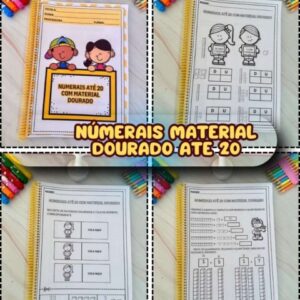 Apostila numerais 1 a 20 com material dourado para impressão
