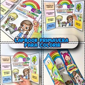 Lapbook interativo Primavera para colorir para impressão