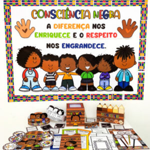 Kit 3 Consciência Negra - painel, luva, livrinho e mais