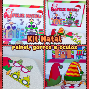 Kit Natal (Painel, gorro e oculos natalinos) - arquivo  digital
