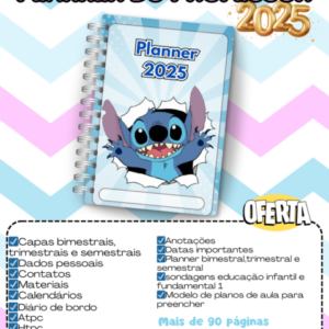 Planner do Professor 2025- Tema stitch Educação infantil e fundamental