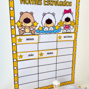 Cartaz e crachás tema Nomes Estrelados para impressão