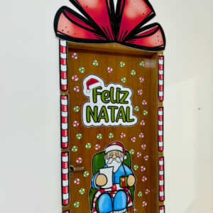 Decoração de porta tema “Feliz Natal” para impressão