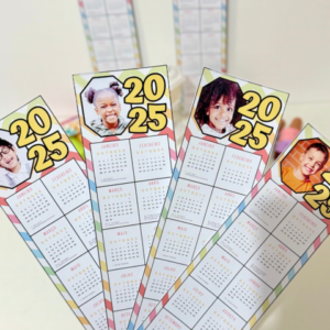 Calendários Marca Páginas 2025 personalizáveis com foto para impressão