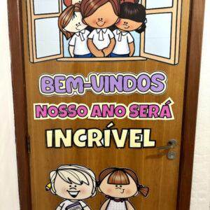Decoração de porta para a acolhida das crianças para impressão