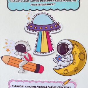 ✨ Painel Volta às Aulas – Tema Astronauta ✨ para impressão