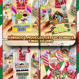 Kit de Sacolinhas Decoradas para lembrancinhas de final de ano