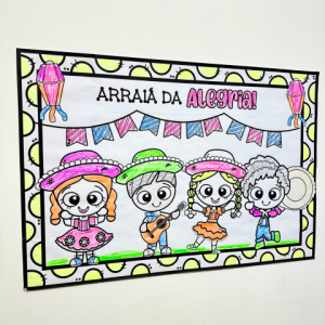 Cartaz para colorir tema Festa Junina para impressão