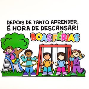 Painel de Férias Escolares tema crianças para impressão
