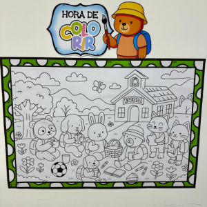 Painel para pintura Coletiva tema Volta às Aulas Bobbie goods para impressão