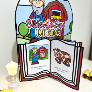 Luva com livro tema “Seu Lobato tinha um sítio” para impressão