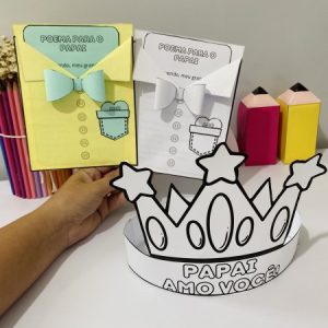 Cartão Interativo "Poema para o Papai" + Coroa Decorativa para impressão