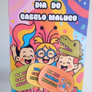 Kit Pedagógico Digital – Painel + Plaquinhas do Dia do Cabelo Maluco- dia das crianças para impressão