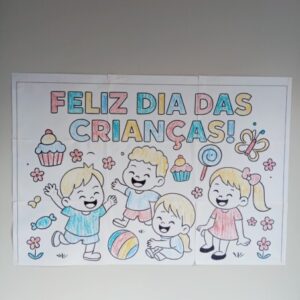 Painel Dia das crianças para Colorir versão 2 para impressão