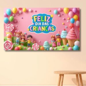 Painel Dia das crianças tema doces para impressão