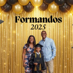 Painel para fotos Formandos 2025 preto e dourado para impressão