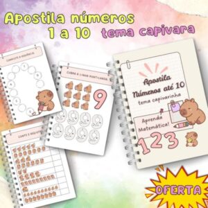 Apostila Números até 10 Tema Capivara 41 pág para impressão