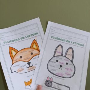 Atividade fluência leitora com animais para impressão