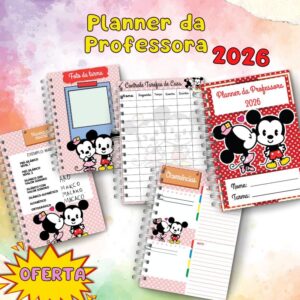 Planner da Professora 2026 minnie e mickey para impressão