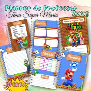 Planner do Professor 2026 tema super mário para impressão