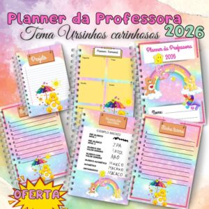 Planner da Professora 2026 Ursinhos carinhosos para impressão