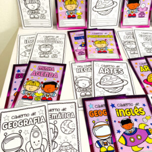 Capas de Caderno Coloridas e para Colorir no tema: ASTRONAUTA para impressão