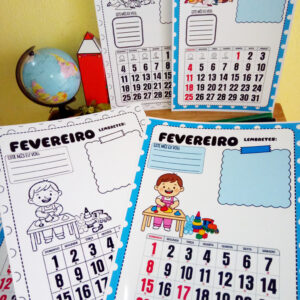 Kit Calendários 2026 versão 4 colorido e para colorir para impressão