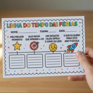 Linha do tempo das Férias volta as aulas para impressão
