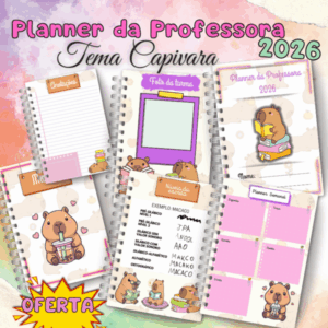 Planner da Professora 2026 tema Capivarinha para impressão