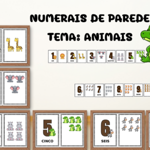 Numerais de Parede e Quantidades – Tema Animais para impressão