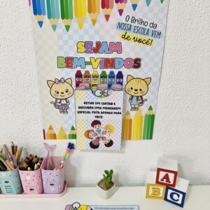 Painel de acolhida alunos- tema lápis para impresão
