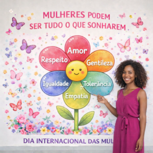 Painel Dia Internacional da Mulher Tema Pétalas vesão 2 para impressão