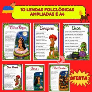 Kit 10 Lendas do Folclore ampliadas e em A4 para impressão