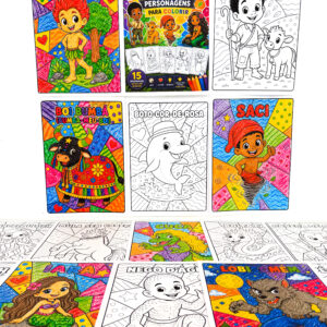 Kit 15 atividades Folclore Mosaico para colorir para impressão