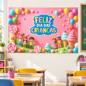 Painel Dia das Crianças – Tema Doces para impressão